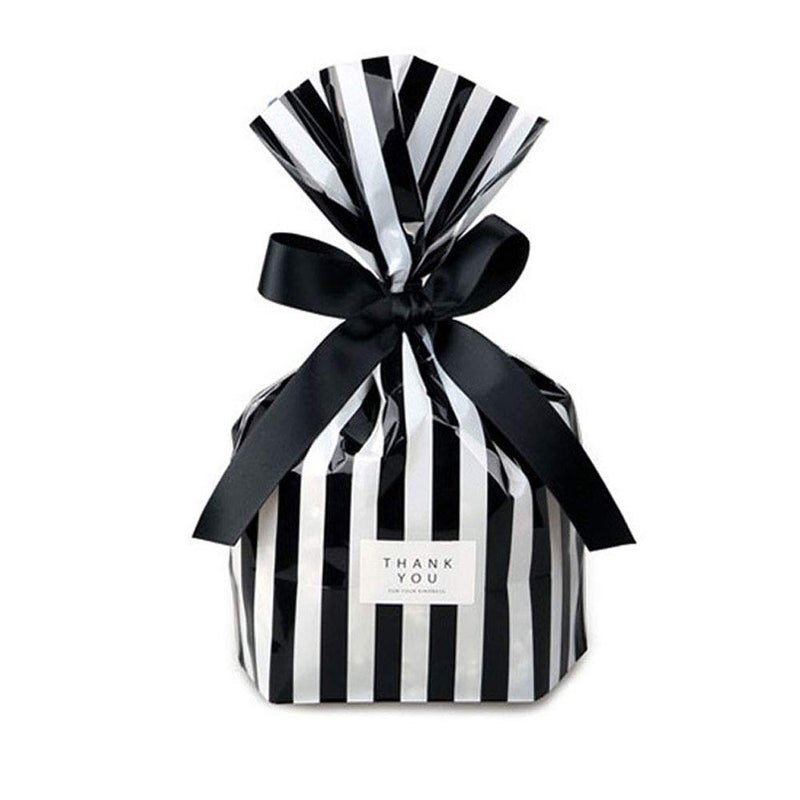 ZOOYOO Black Stripes Clear Cello Bags Plastic Candy Party Favor cellophane Treat Bags,Pack of 50 - Image 2